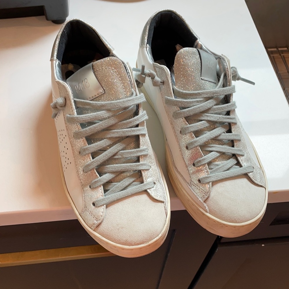 P448 sneakers white and silver glitter